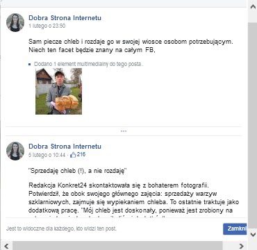 Historia edycji posta na stronie Dobra Strona Internetu.