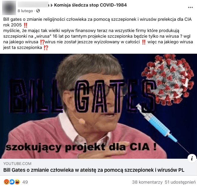 Kadr z filmu, na którym mężczyzna podczas spotkania w sali wykładowej mówi o szczepionkach dla fundamentalistów religijnych. W tle slajdy ze zdjęciami rentgenowskimi mózgu człowieka. 