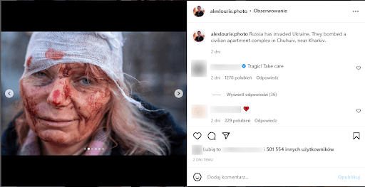 Zrzut ekranu konta na Instagramie, gdzie opublikowano omawiane zdjęcie.