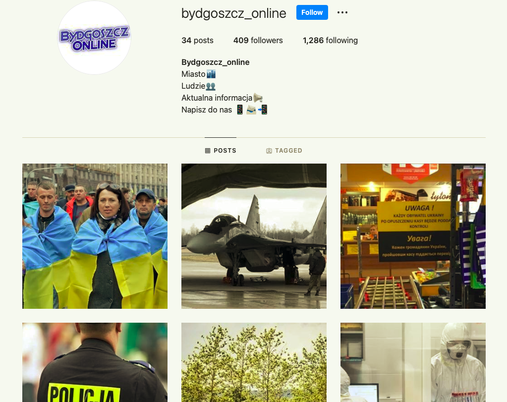 Profil na Instagramie Bydgoszcz_online