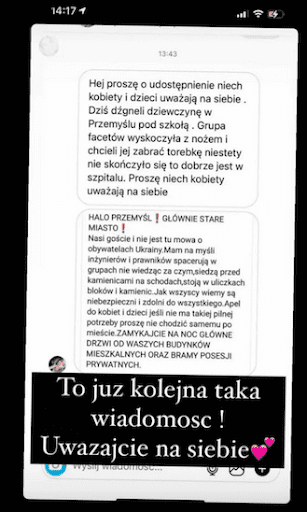 Zrzut ekranu z filmu o rzekomej napaści na kobiety w Przemyślu