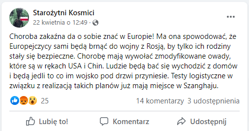 Zrzut ekranu omawianego posta na Facebooku.