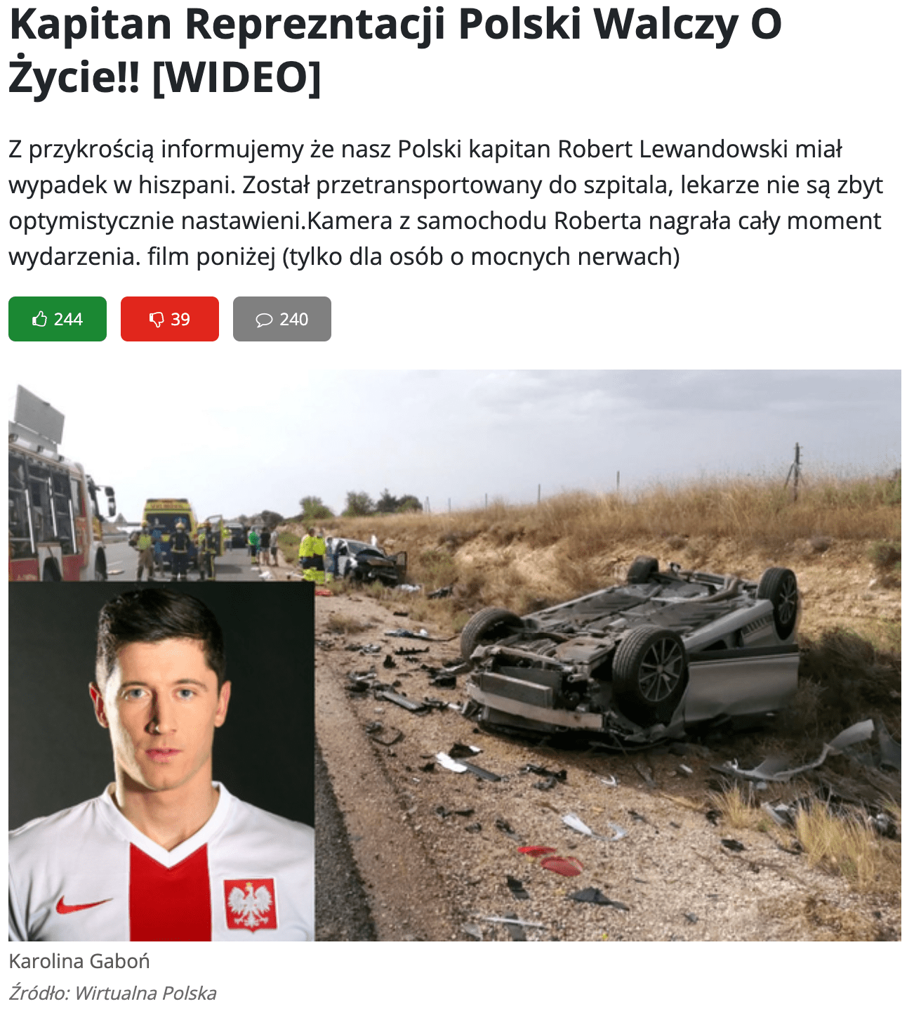 Zrzut ekranu ze strony, która wyświetla się po wejściu w link zamieszczony w postach.