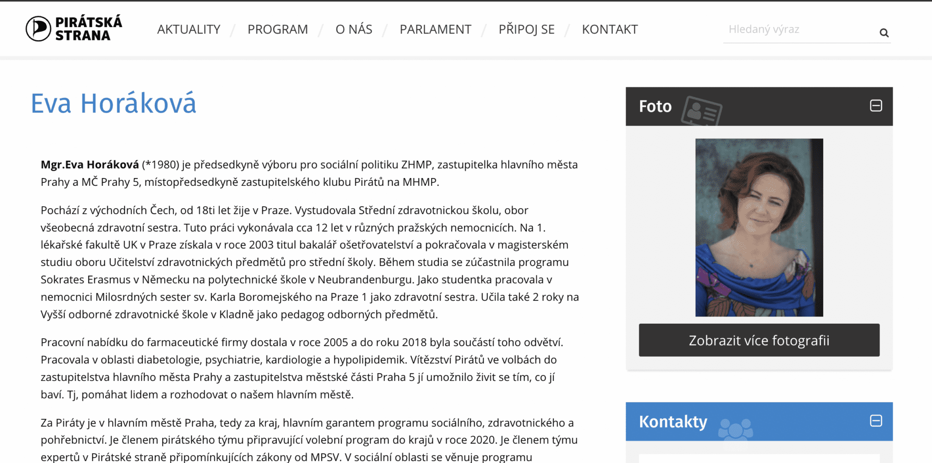 Zrzut ekranu ze strony partii Piratów