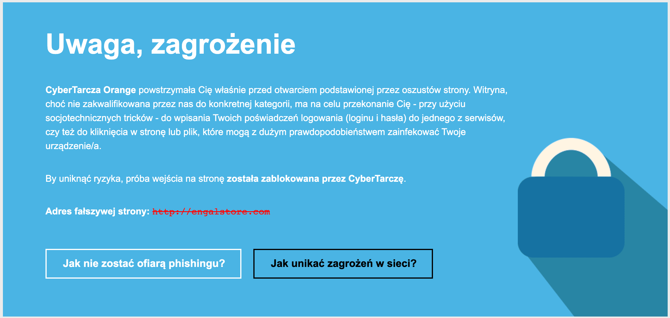 Komunikat CERT Orange Polska informujący o zagrożeniu