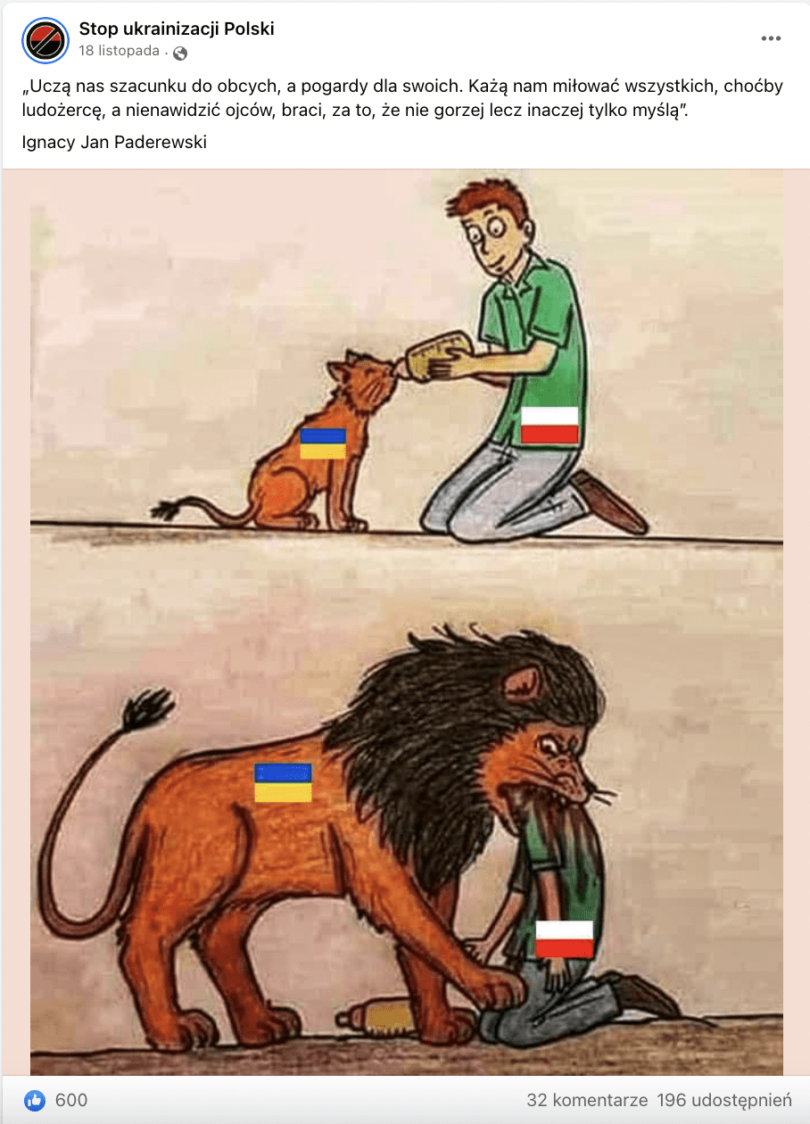 Antyukraiński wpis na Facebooku