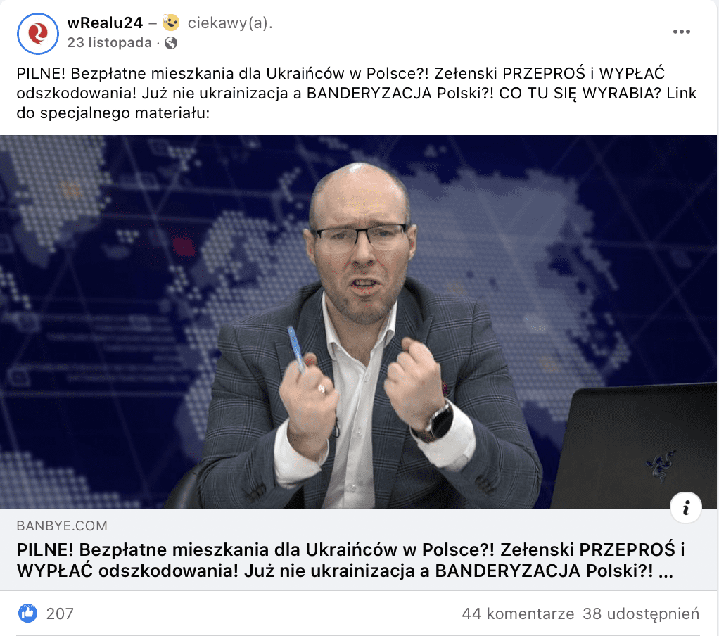 Facebook dezinformacja o Ukraińcach