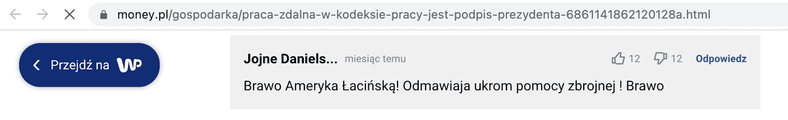 Komentarz w serwisie Money.pl