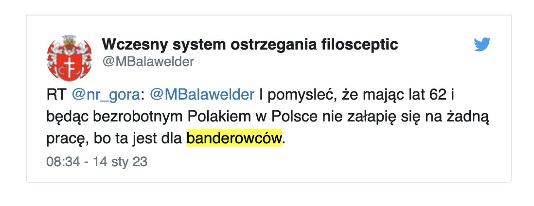 Zrzut ekranu z Twittera