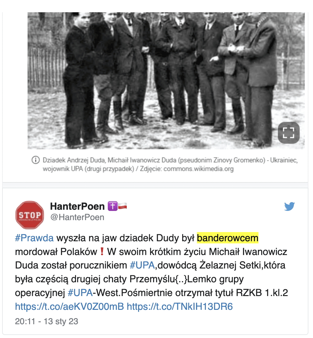 Zrzut ekranu z Twittera