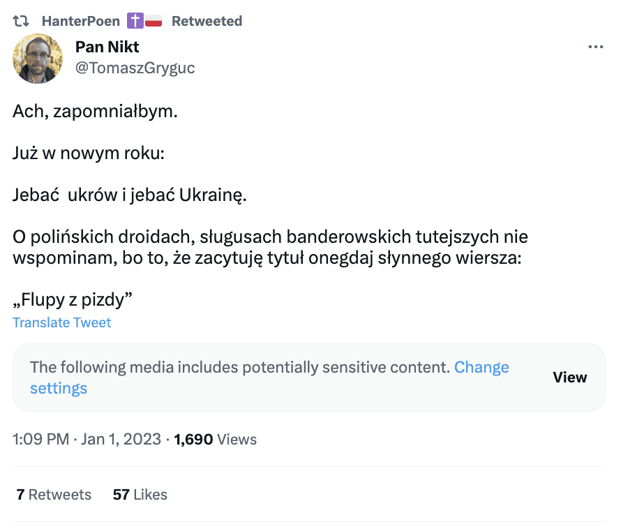 Zrzut ekran z Twittera