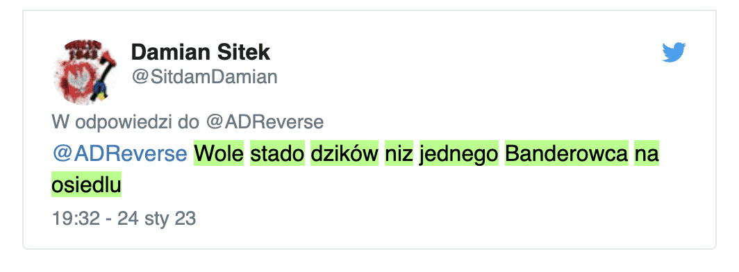 Zrzut ekranu z Twittera
