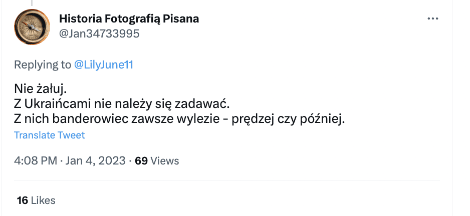 Zrzut ekranu z Twittera
