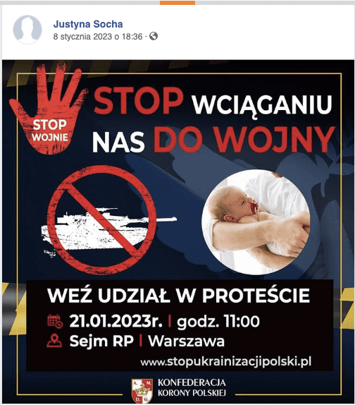 Zrzut ekranu z Facebooka
