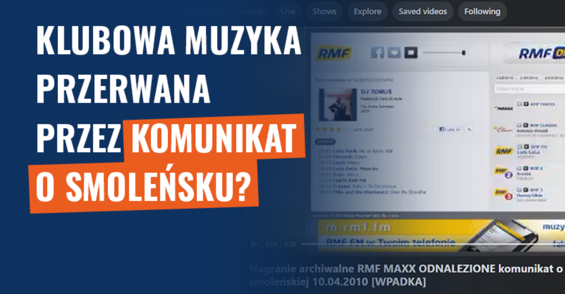 Klubowa muzyka przerwana przez komunikat o Smoleńsku? Fałsz!