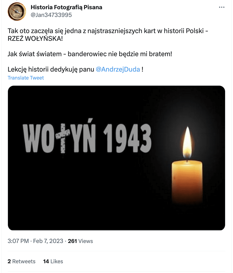 Zrzut ekranu z Twittera