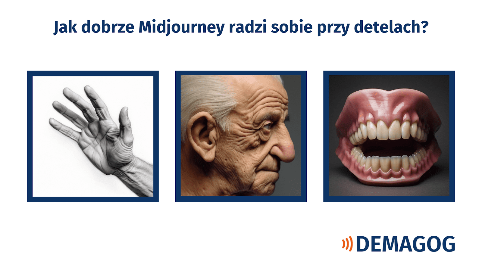 Zestawienie dłoni, uszu i zębów wygenerowanych w Midjourney.