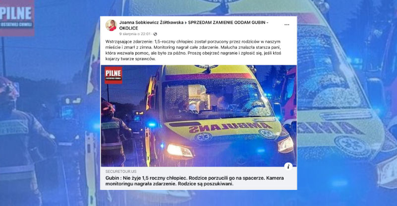 Chłopiec zmarł porzucony przez rodziców? To próba oszustwa