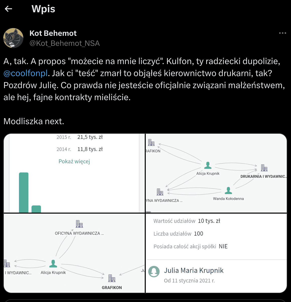 Post konta Kot_Behemot_NSA