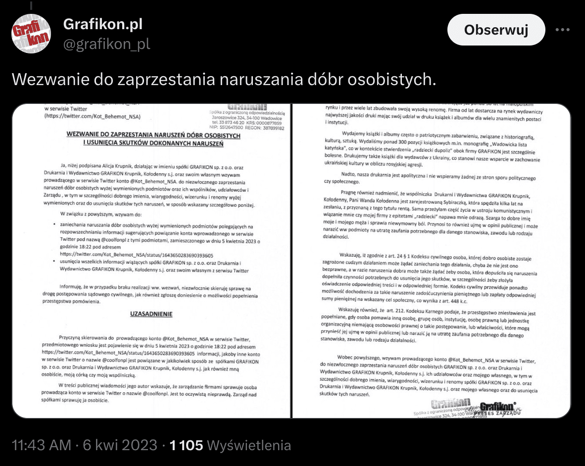 Post ze skanem pisma konta Grafikon_pl