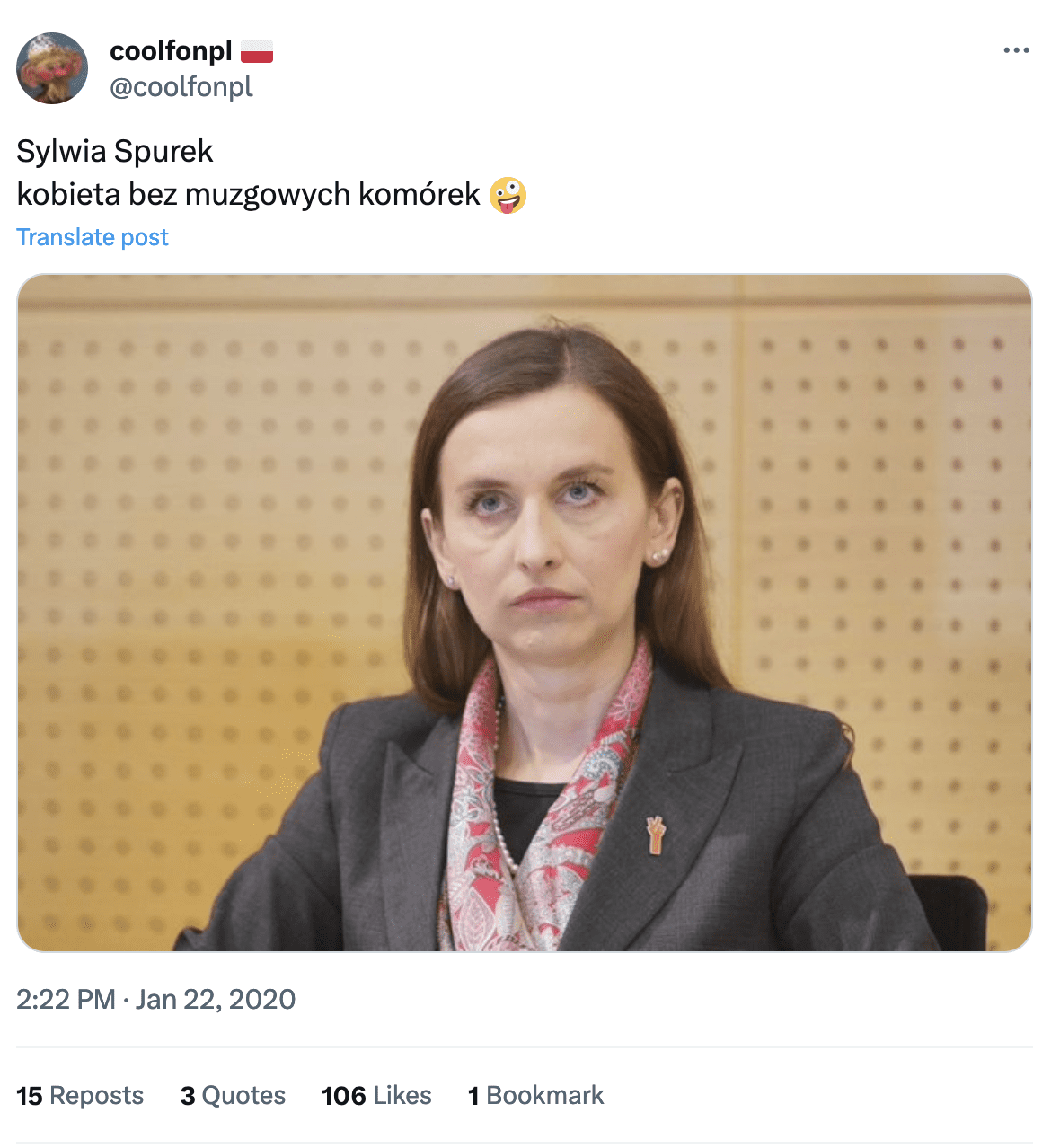 Post dotyczący Sylwii Spurek