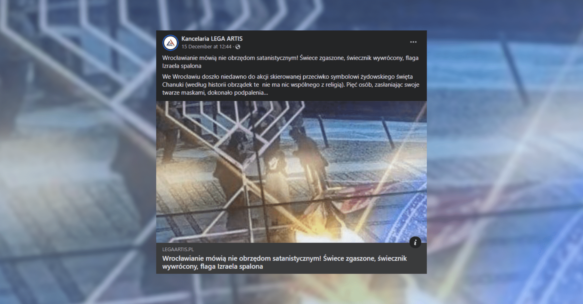 Screenshot posta z filmikiem, który rzekomo ma przedstawiać satanistyczne obrzędy we Wrocławiu