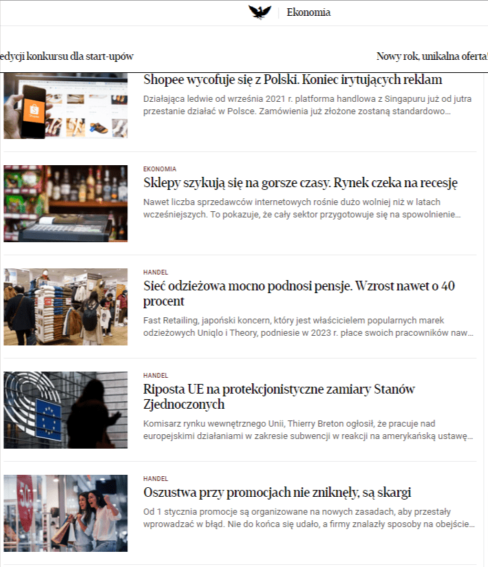 Lista artykułów wraz ze zdjęciami 