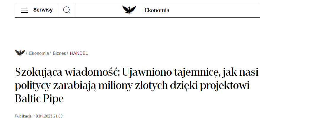 Fragment „artykułu” zachęcającego do rejestracji na platformie rzekomo umożliwiającej inwestycję. Opublikowany miał zostać 10 stycznia 2023 roku 