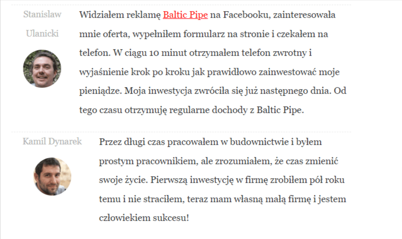 Komentarze pod fałszywym artykułem z twarzami rzekomych komentujących.