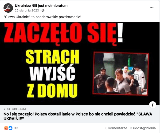 Zrzut ekranu z Facebooka