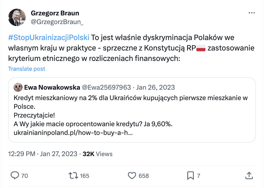 Zrzut ekranu z Twittera
