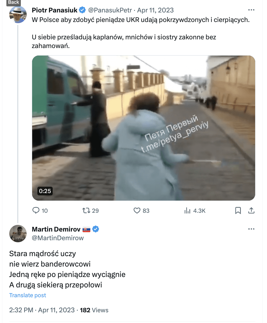 Zrzut ekranu z Twittera