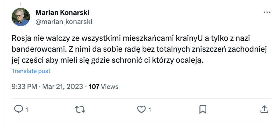 Zrzut ekranu z serwisu X