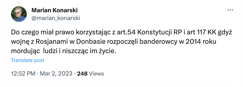 Zrzut ekranu z serwisu X