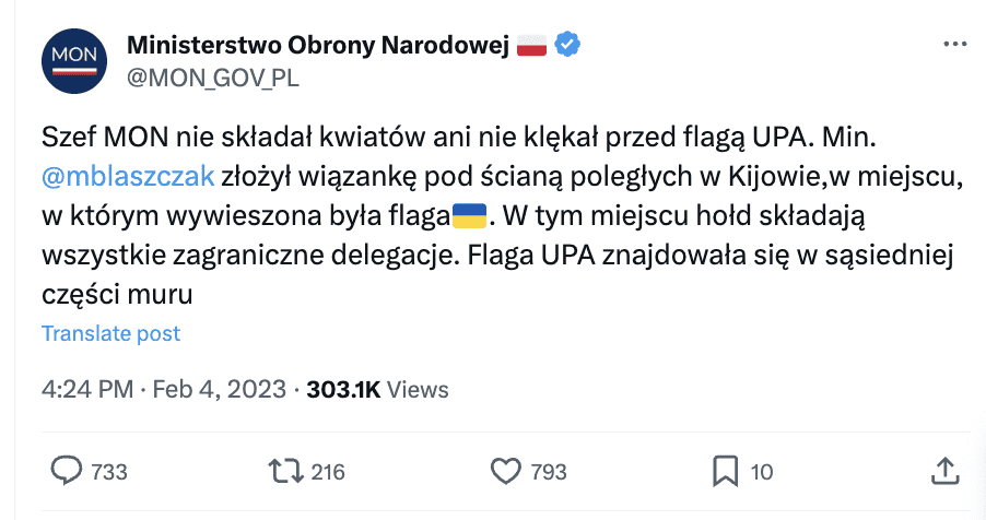 Zrzut ekranu z Twittera