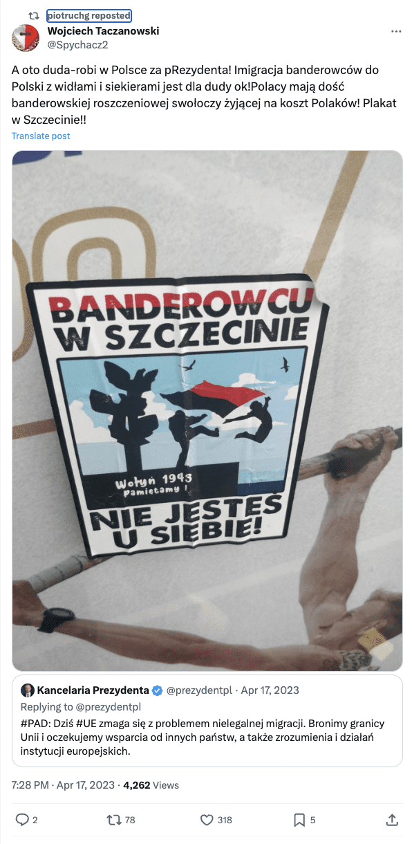 Zrzut ekranu z serwisu X