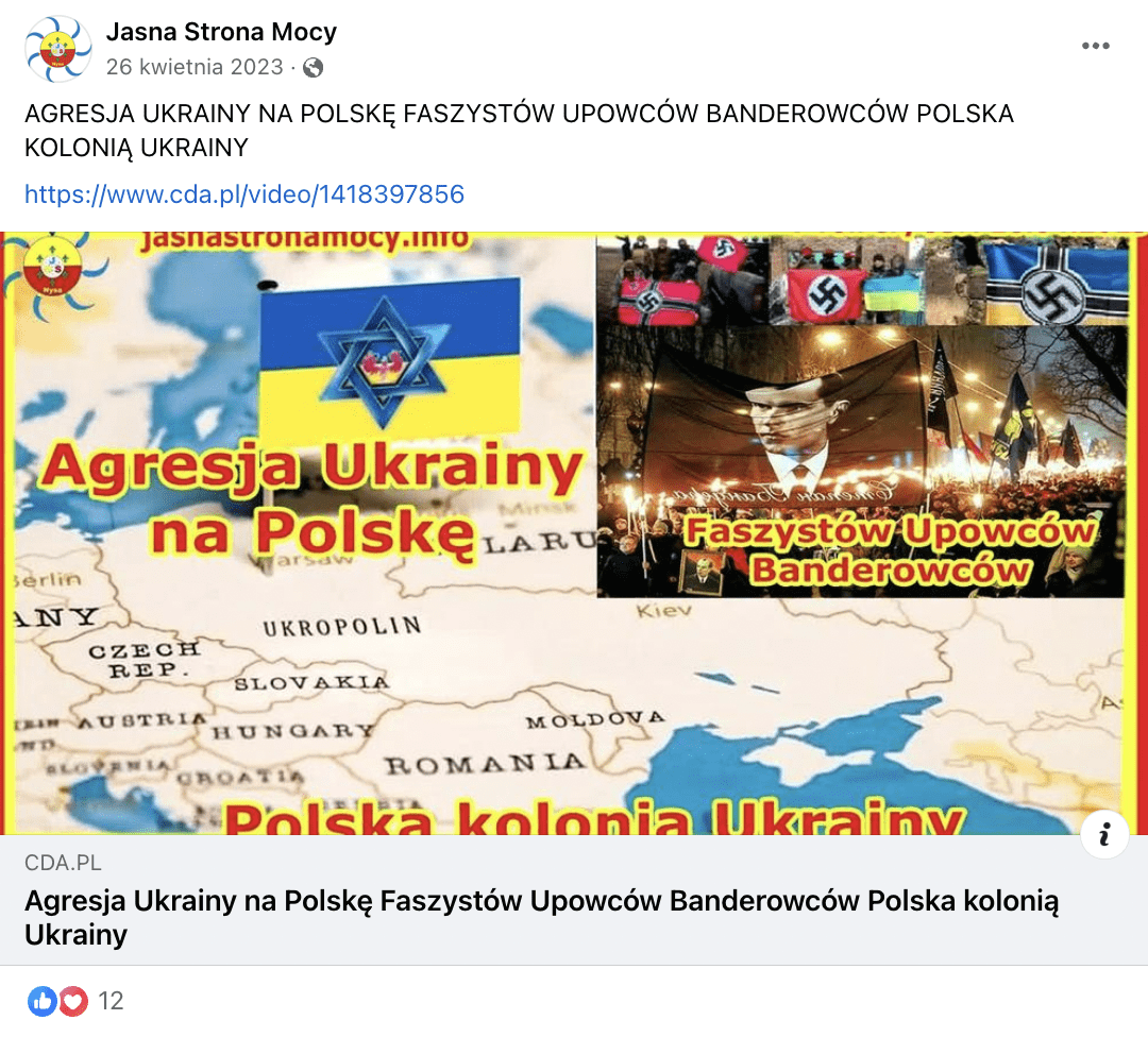 Zrzut ekranu z Facebooka