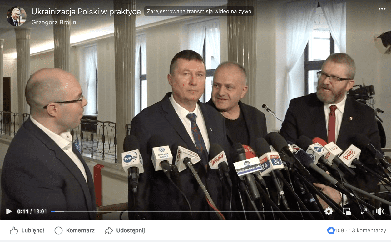 Zrzut ekranu z Facebooka