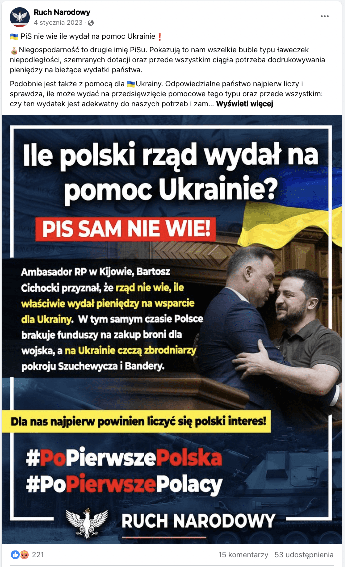 Zrzut ekranu z Facebooka.