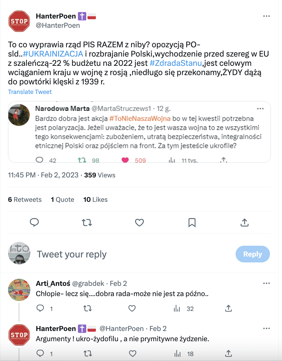 Zrzut ekranu z serwisu X