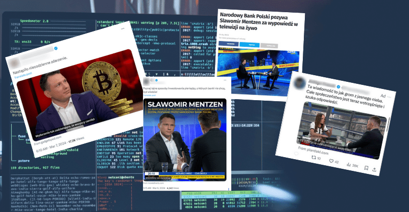 screeny z portali społecznościowych, w tle komputer