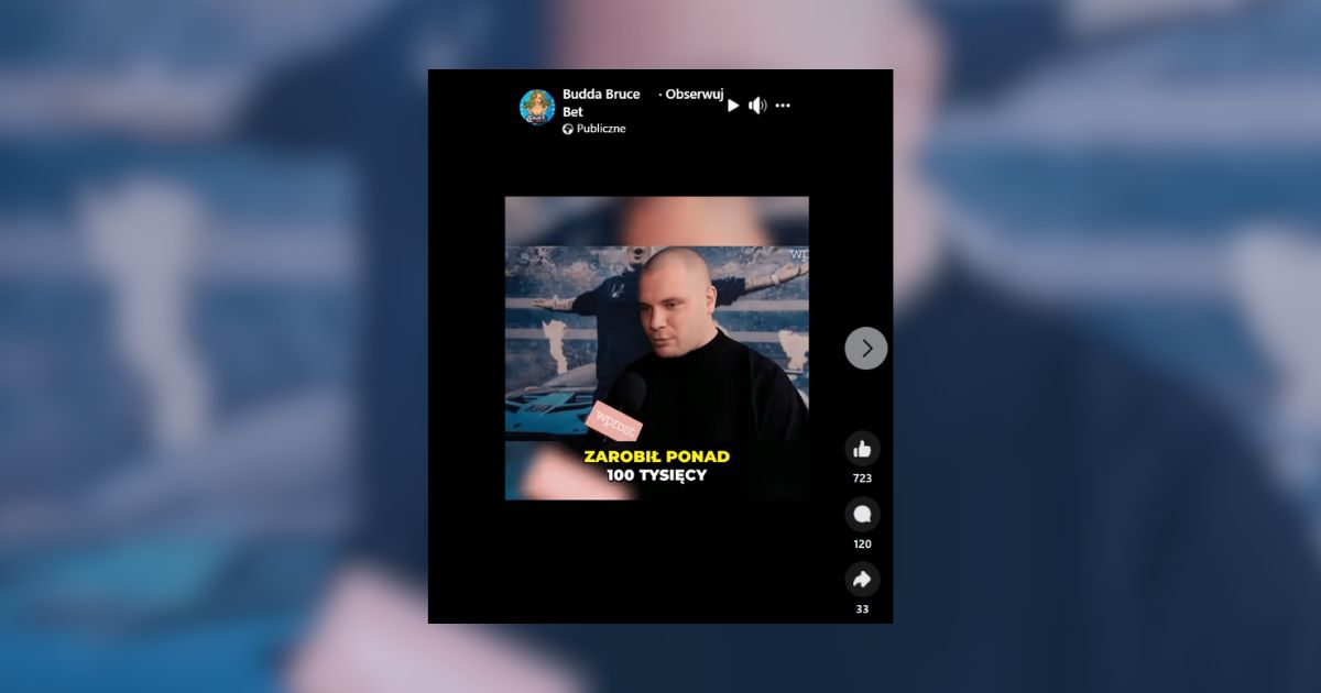 Screenshot wpisu z Facebooka. Zdjęcie infuelcera Buddy zachęcającego do kasyna online.