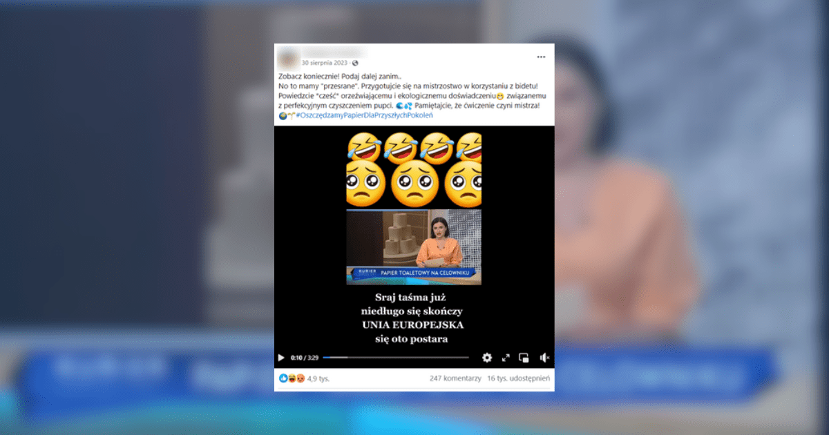 screen z Facebooka, prezenterka w telewizji