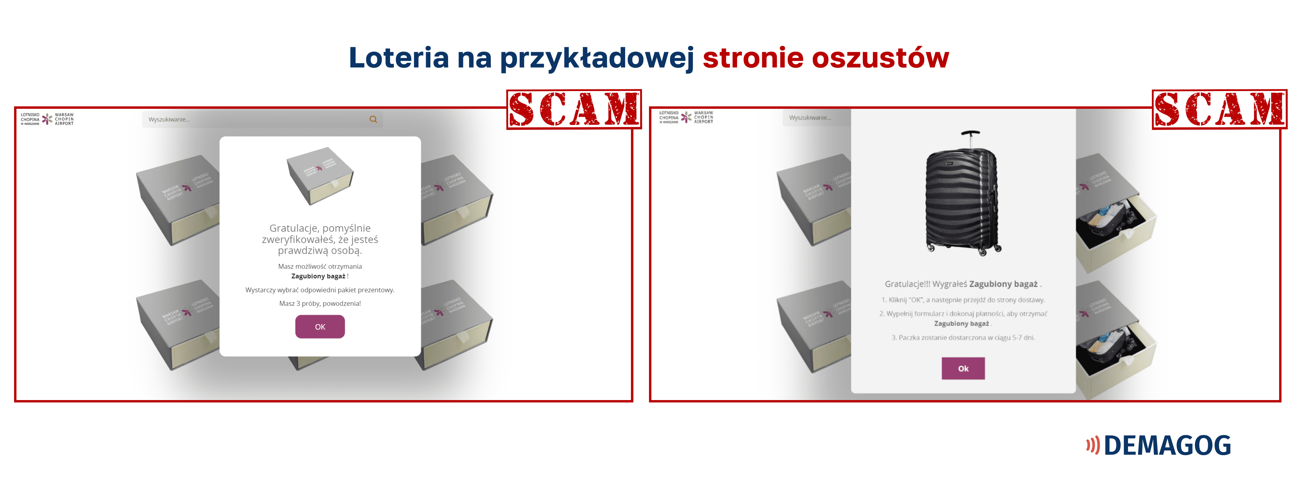Loteria na przykładowej stronie oszustów
