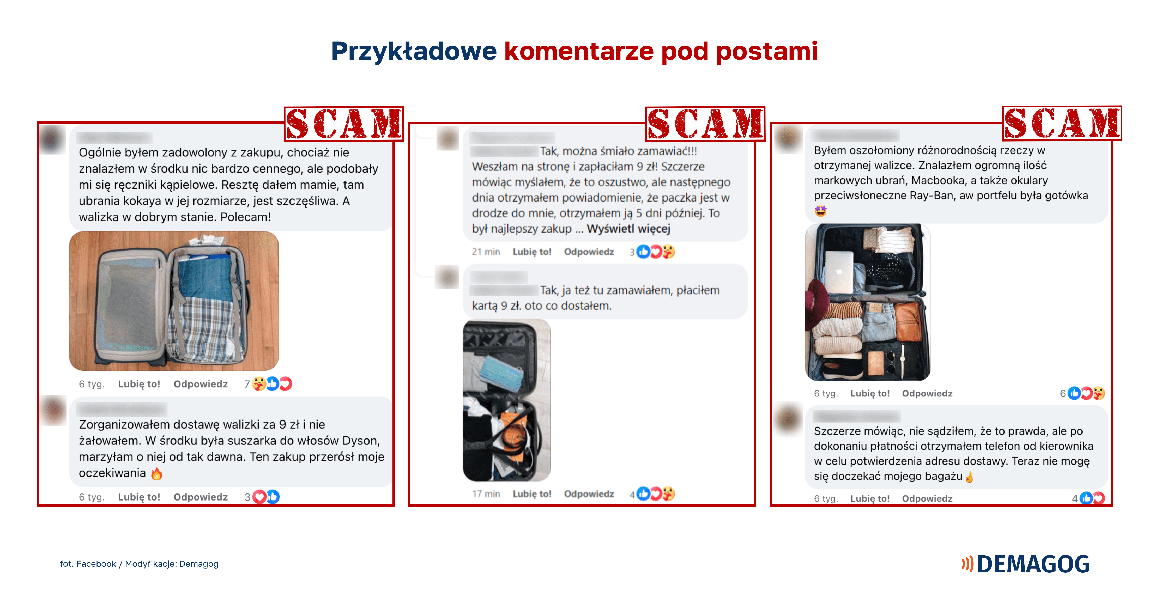 Przykładowe komentarze pod postami