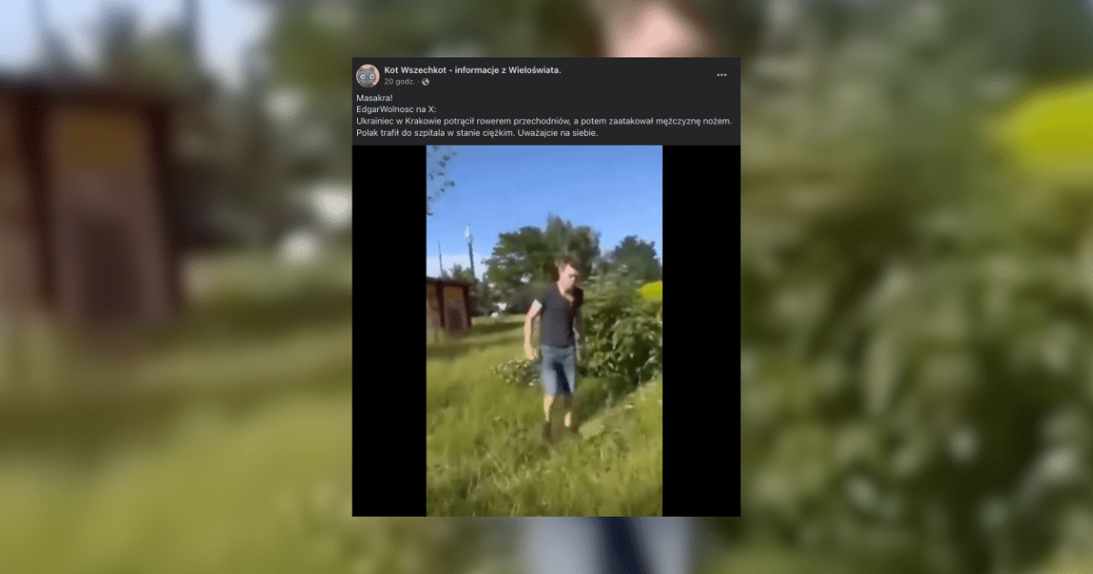 screen z facebooka, mężczyzna w ogrodzie