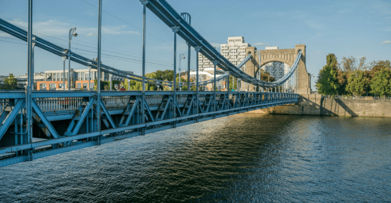Rzeka Odra i most we Wrocławiu