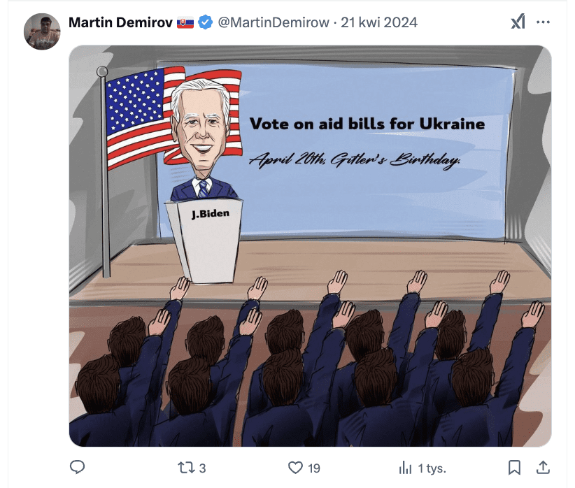 Antyukraiński wpis w serwisie X.