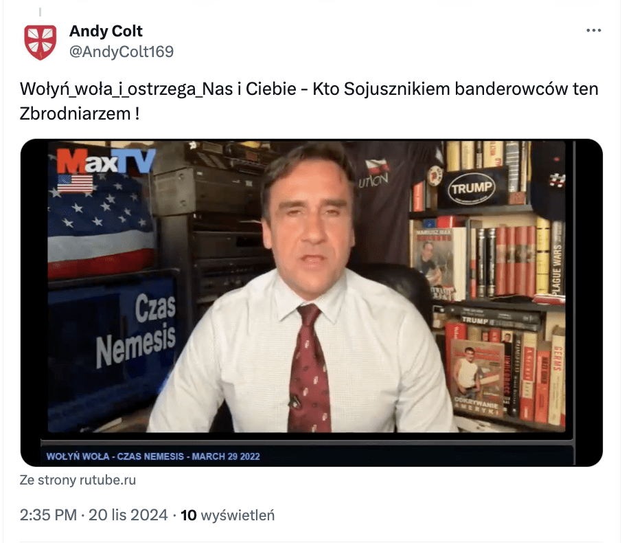 Antyukraiński wpis w serwisie X.