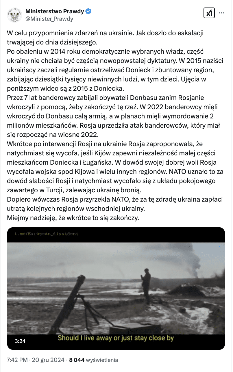 Antyukraiński wpis w seriwsie X.